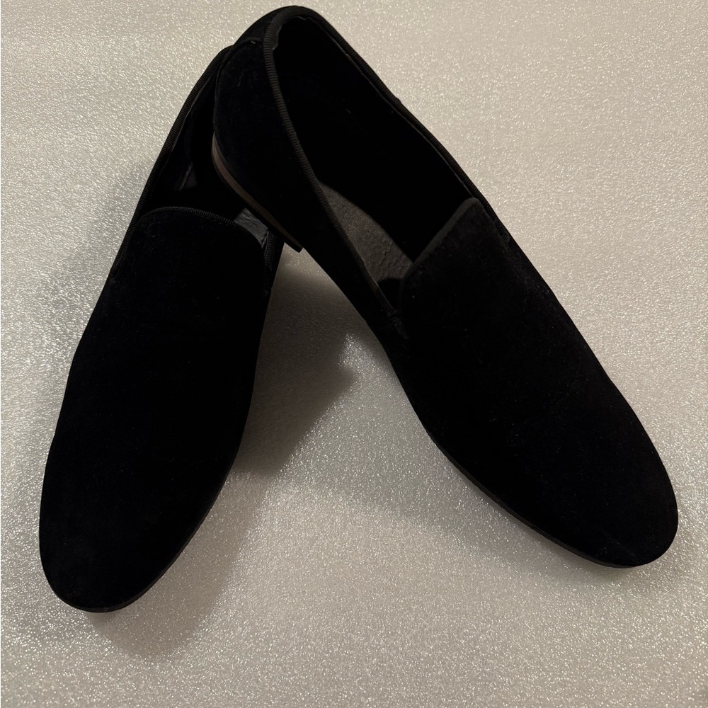 Men's Black Faux Velvet Loafers